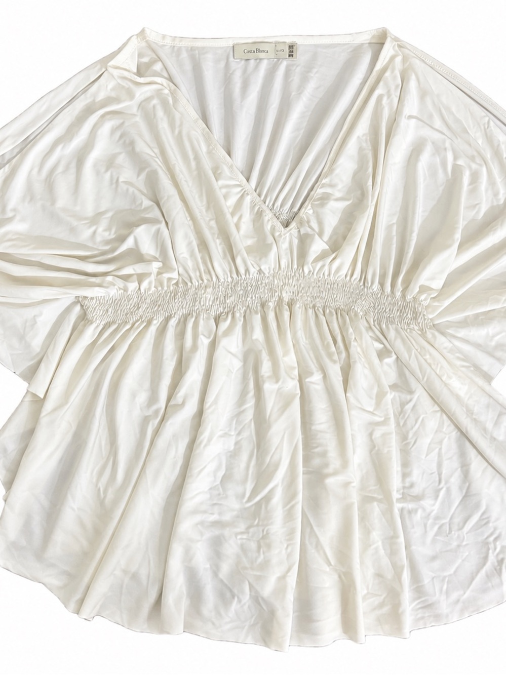 Costa Blanca Smocked White Blouse Size XL